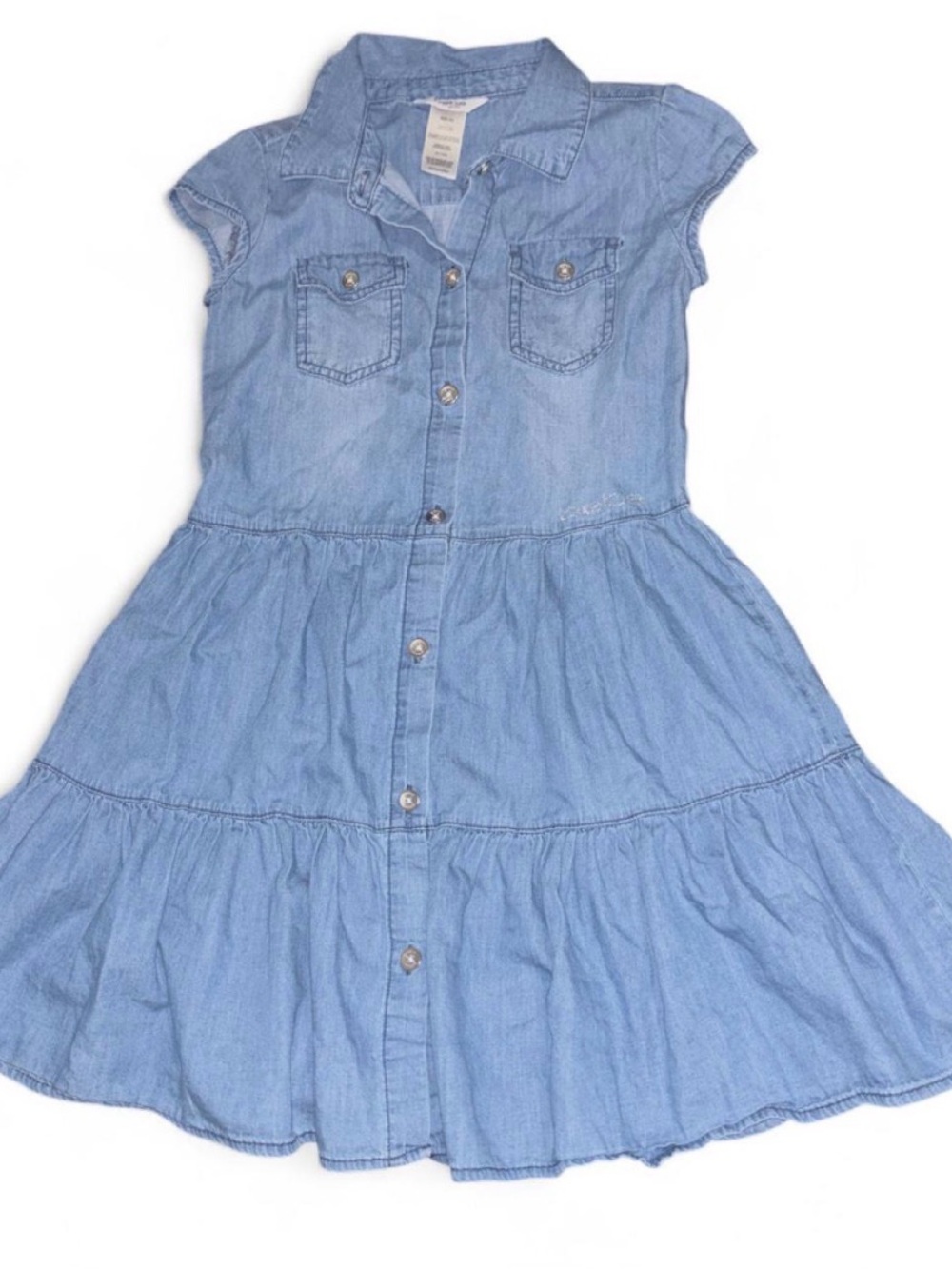 bebe Light Blue Denim Tiered Shirt Dress